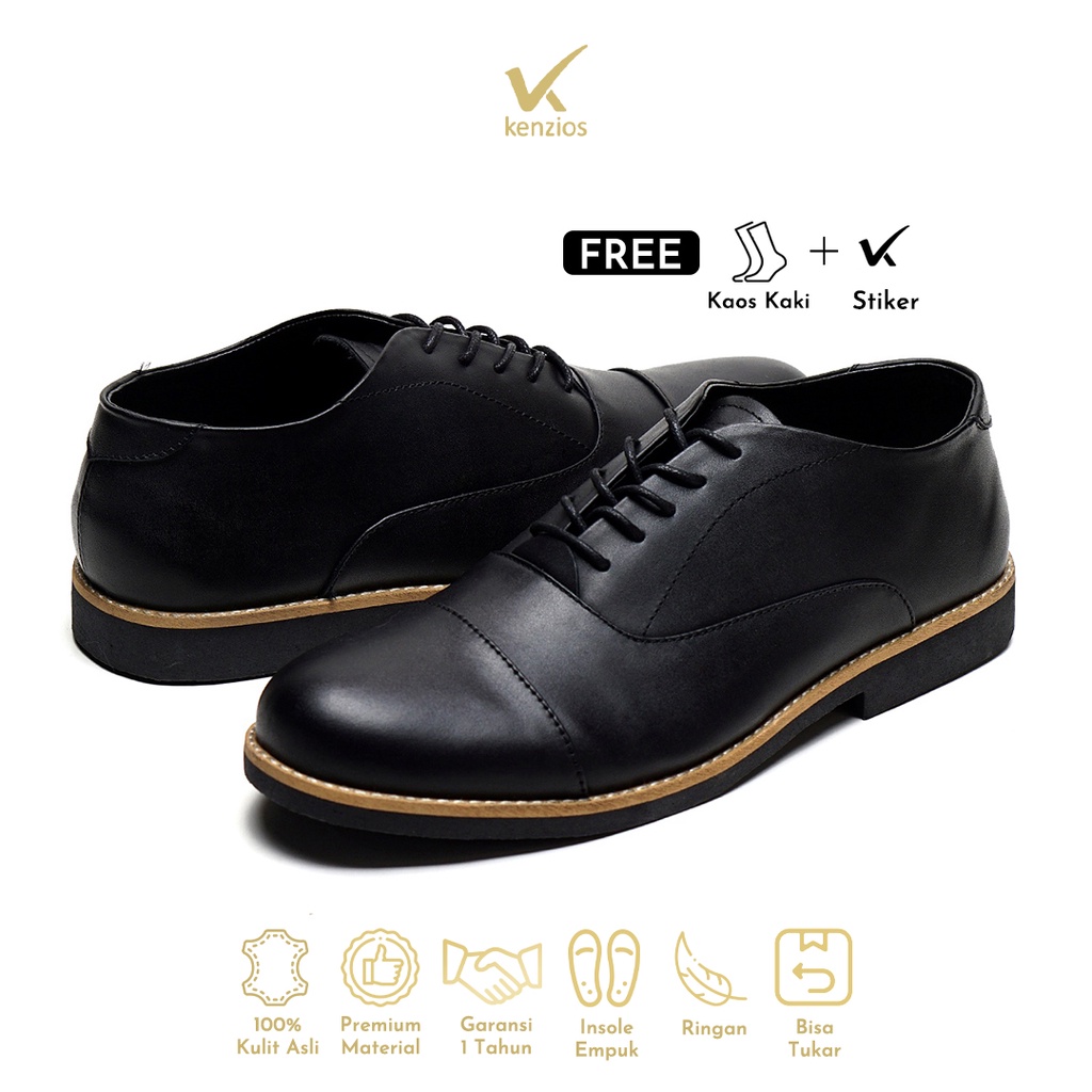 Kenzios Oxford 01 Black Sepatu Formal