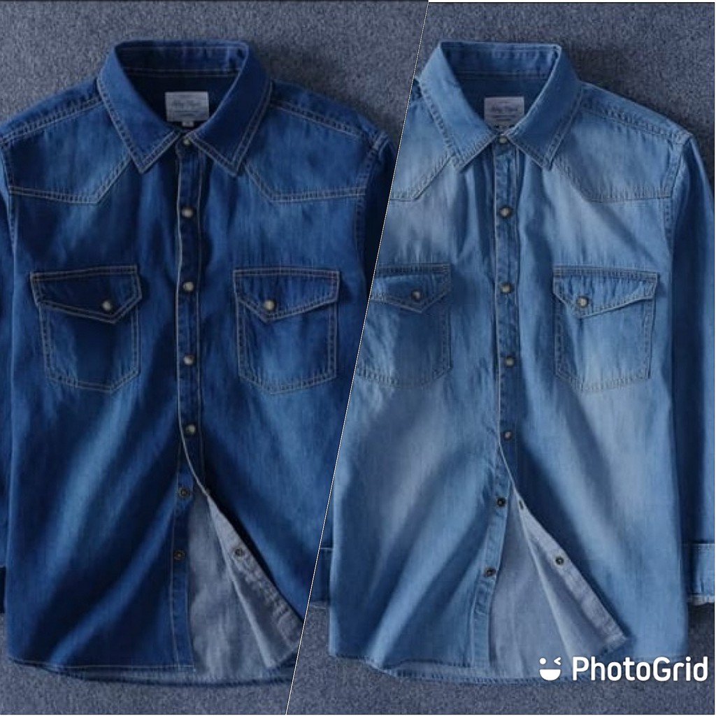 Kemeja Jeans Ex.Eminem Kemeja Pria Lengan Panjang Keren Kemeja Cowok Murah Kemeja Jeans Pria Ori