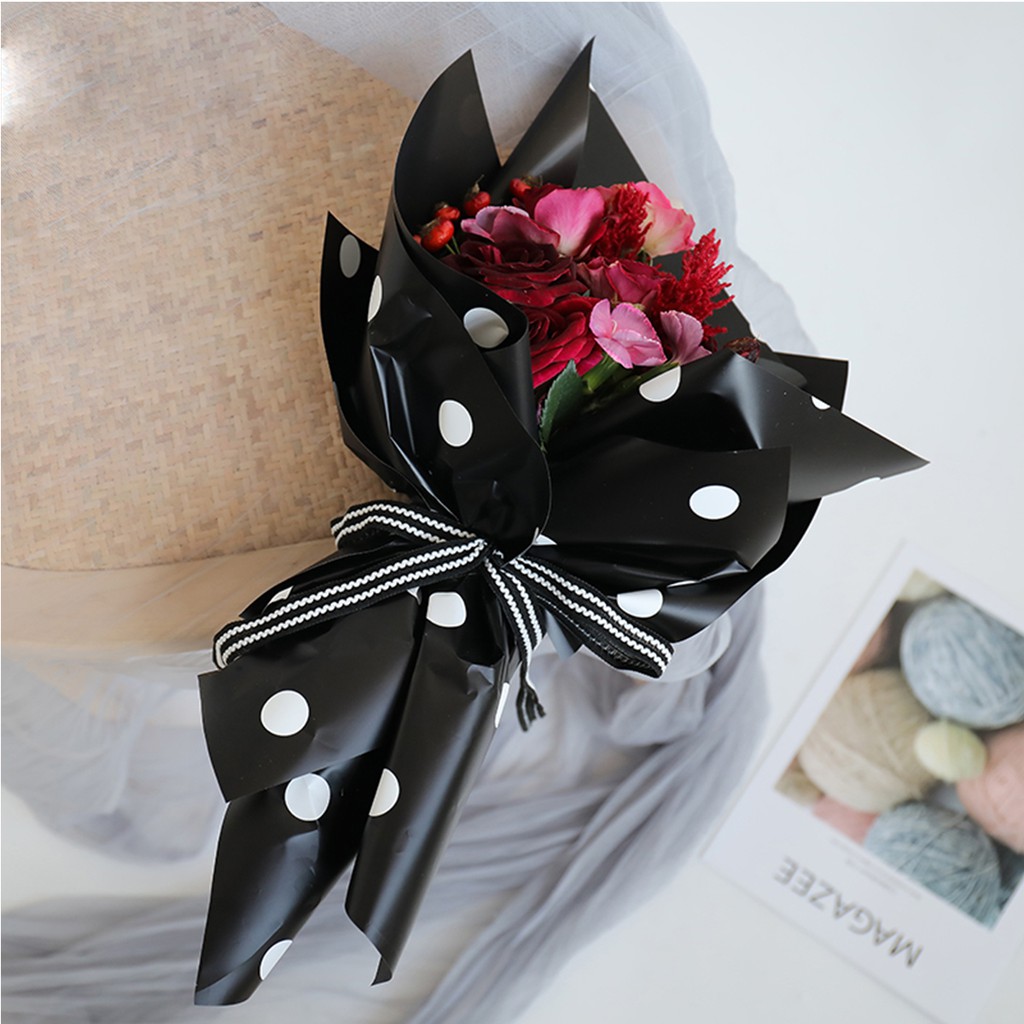 Kertas Buket Bunga Cellophane Bucket Wrapping Paper Florist Polkadot Grosir