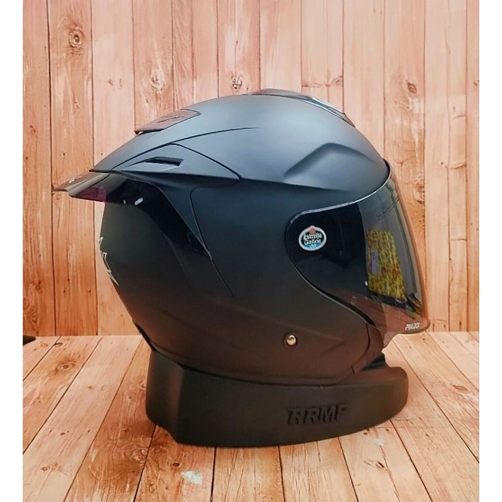HELM INK DYNAMIC SOLID BLACK DOF - PAKET GANTENG - VISOR IRIDIUM PNP - SPOILER 2D-6