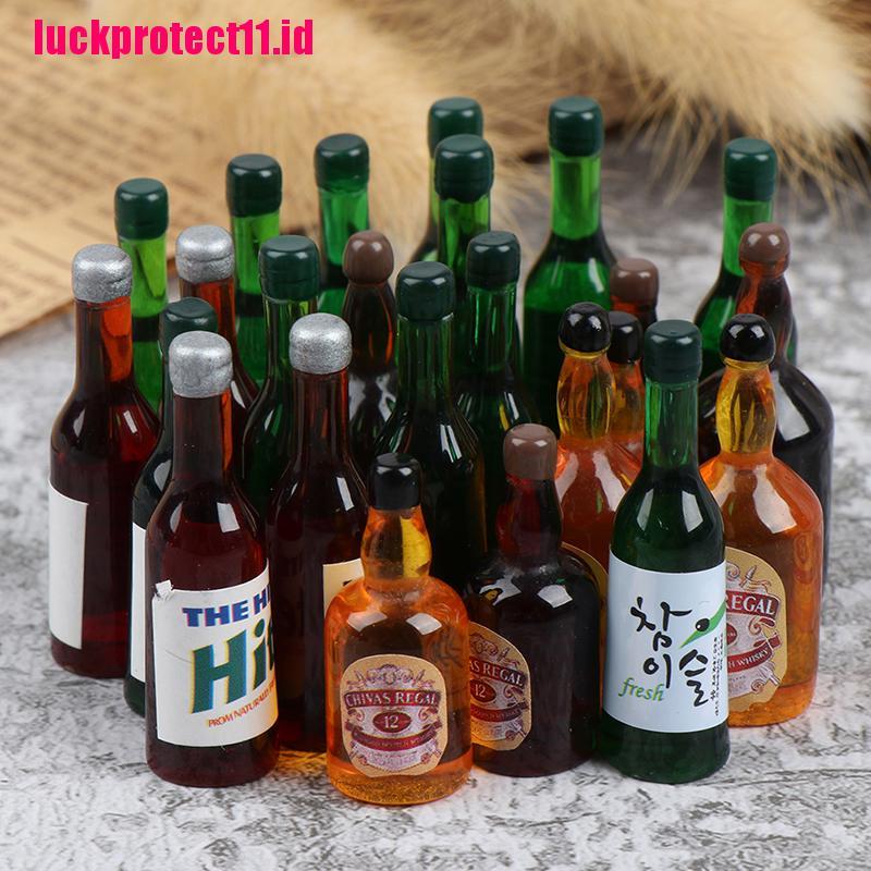 Lucktoy 8pcs Miniatur Botol Wine Skala 1: 12 Untuk Aksesoris Dapur Rumah Boneka