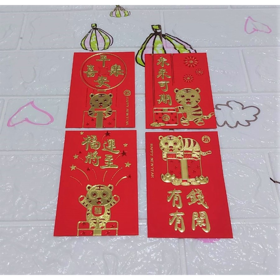 

Angpao Imlek Shio Macan Fancy Lucu Murah LL1079 Emboss Emas Tebal Isi 6 Pcs Tidak Mix Motif