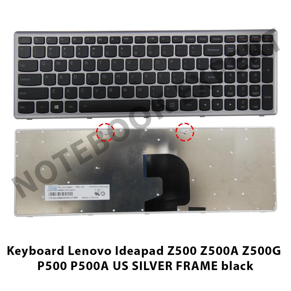 Keyboard Lenovo Ideapad Z500 Z500A Z500G P500  Silver Frame