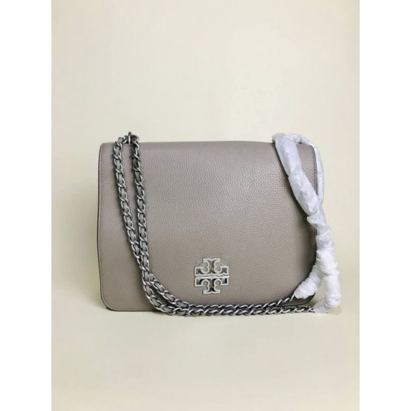 TB Britten Large Adjustable Shoulder Bag Leather French Grey