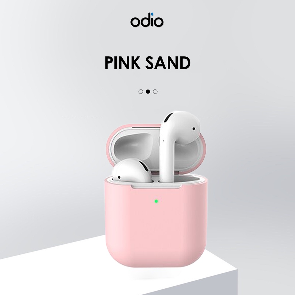 Silicon / Case  Airpods Gen 2  (Premium Silicone Case + Free Hook) By ODIO Indonesia.-Pink Sand