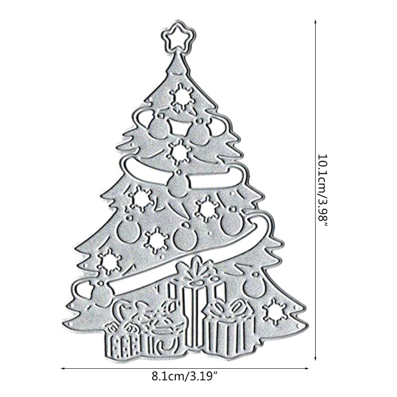 Cetakan Stensil Cutting Dies Motif Pohon Natal Bahan Metal Untuk Scrapbook / Craft DIY