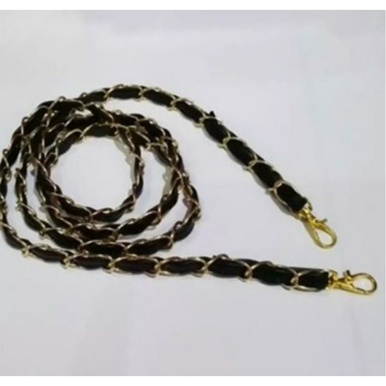 TBC - Tali Tas Kulit Rantai Emas Anyam tali Tas Rantai Emas Kombinasi Kulit