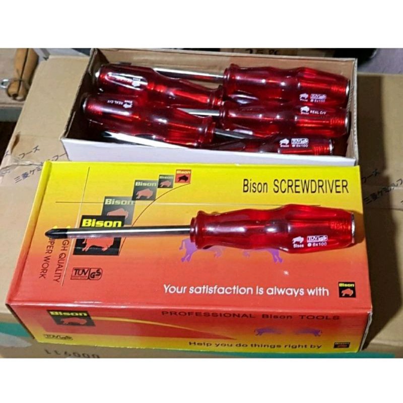 obeng tembus body besar merah bison 4in plus