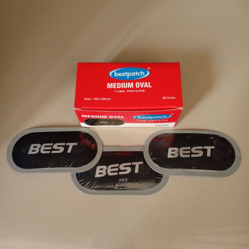 Bestpatch Medium Oval 100x50mm 1 Box isi 20pcs - Karet Tambal Ban Dalam - Best - Bestpatch