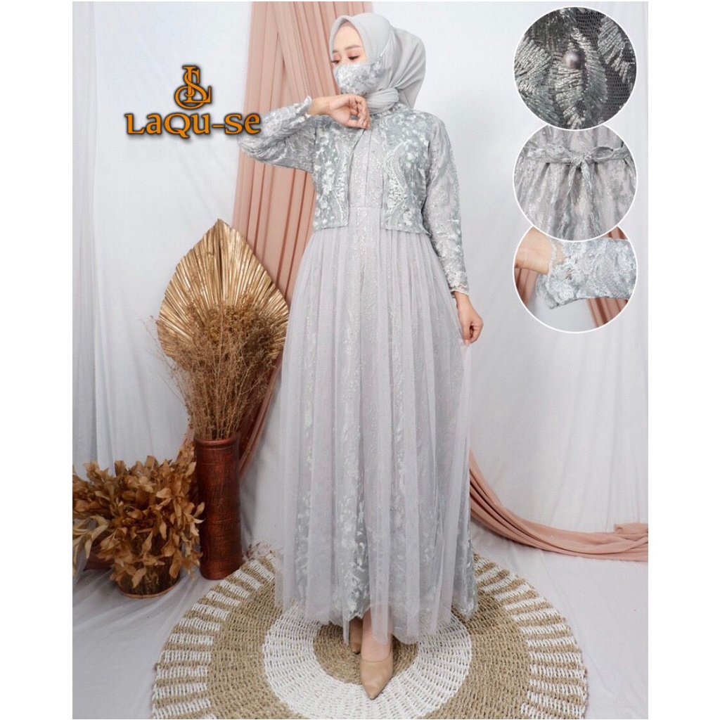 Gamis Dress Rompi Kebaya Bahan Tulle Model Kekinian Kualitas Premium By Laquse_kebaya2