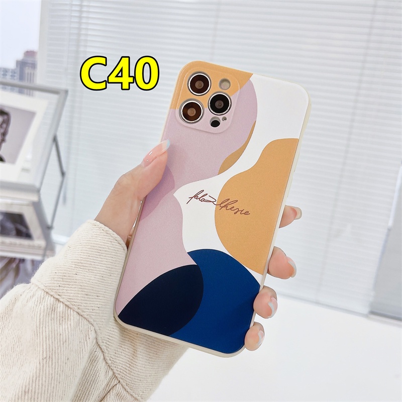 Casing Realme C11 2021 C21Y C15 C21 C25 C20 C3 C12 C25S 5 5S 5i C17 7i C1 C25Y C2 C3i 6i C20A realme Narzo 20 10 10A 20A 30A A54 A15 A16 A9 A5 A7 A5S A95 A53 A33 Y12 Y20 A12 Trend Morandi Geometry Colorful Leopard Print Straight Cube Soft Case-#C40