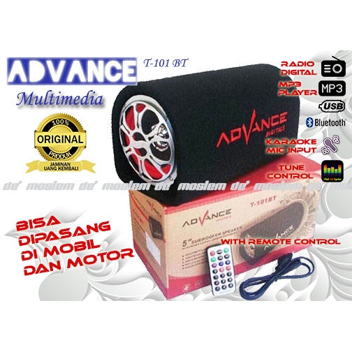 Bluethooth Multimedia Bisa untuk Di Mobil dan motor, Advance T 101 BT Radio MP3 Player USB boomBox K