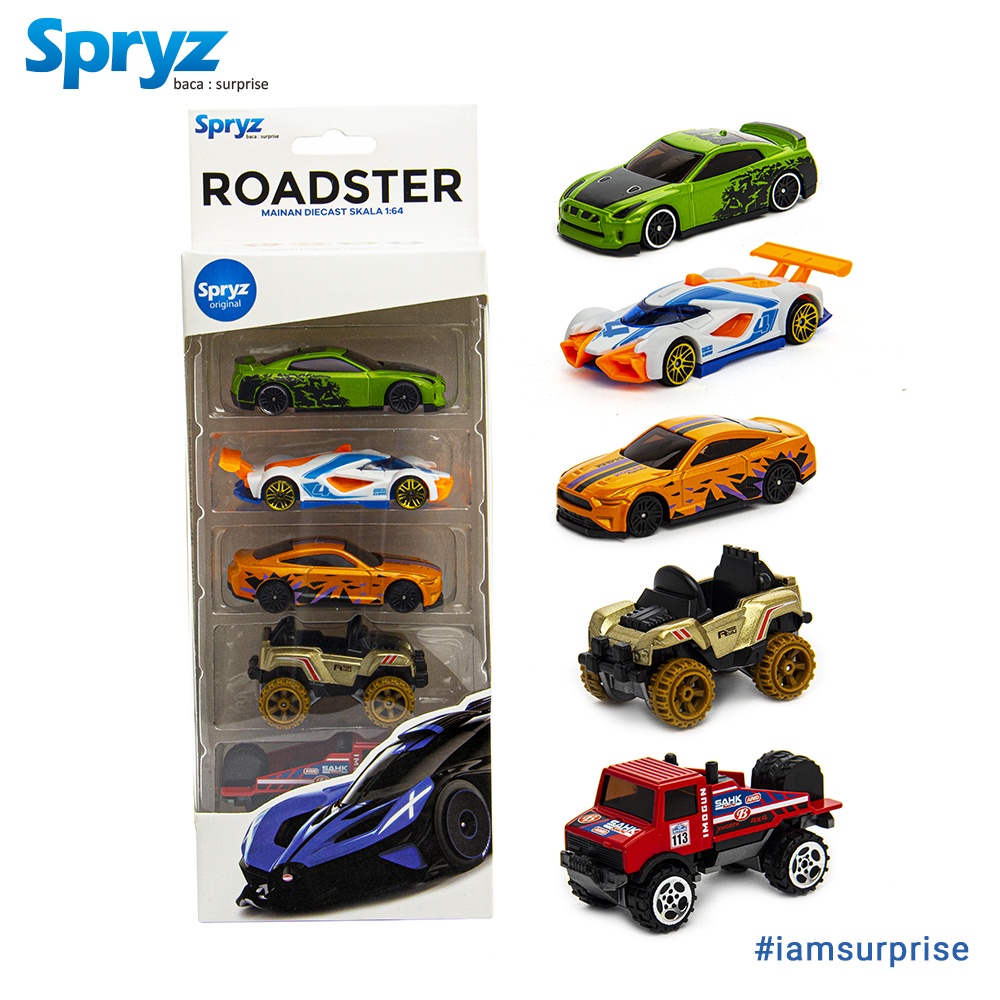 Spryz Roadster Speed Mobil Diecast Set  isi 5 Mobil  Skala 1:64