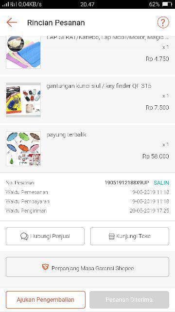 Payung Terbalik Reverse Umbrella With C Handle