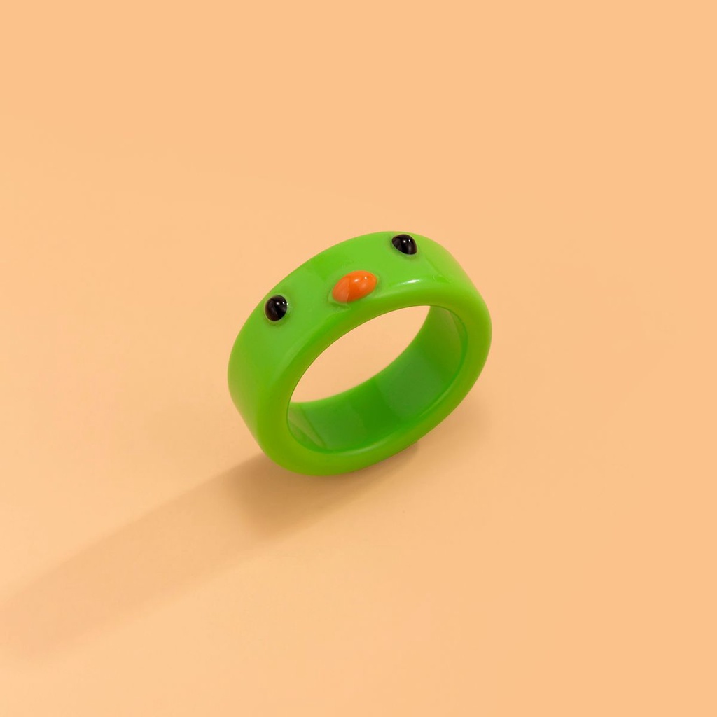 Needway  Cute Resin Ring Trend Fashion Jewelry Frog Finger Rings Animal Colorful Contrast Korean Personality Funny Chick Acrylic/Multicolor