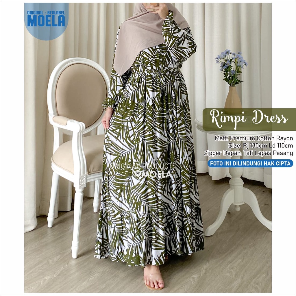 Rimpi Dress Midi Tunik Gamis Abaya Syar'i Terlaris Termurah By Moela