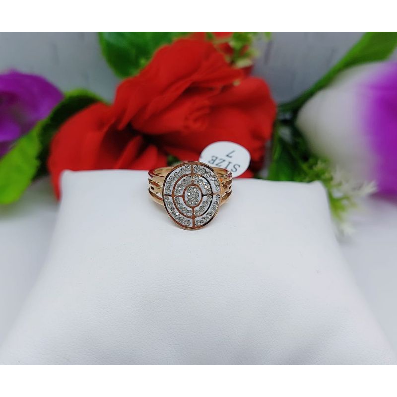 Cincin Titanium Bulat Permata Full