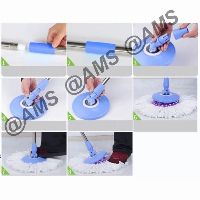 Tongkat pel spin mop / gagang pel spin mop +kain pel