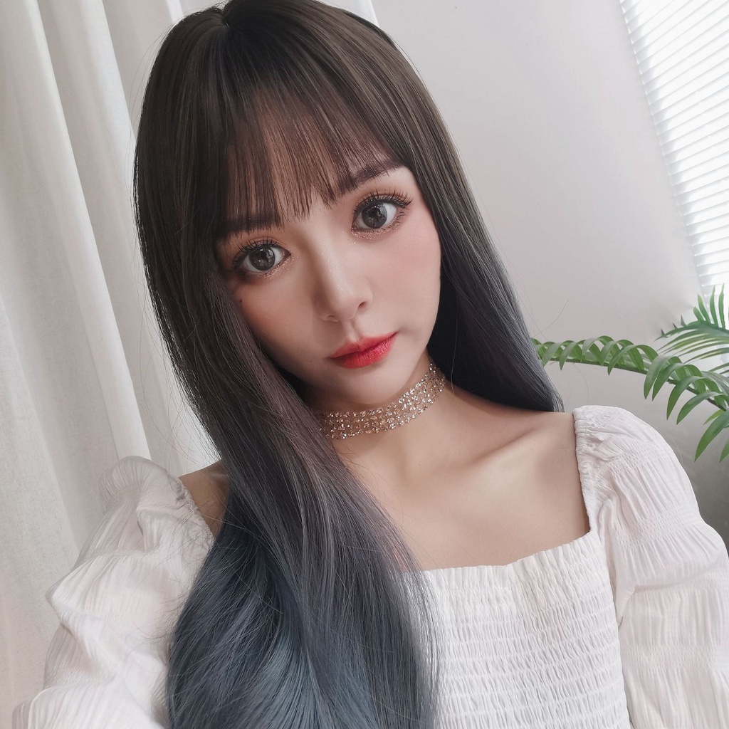 WDA-25 wig daily kpop korea jepang gradasi abu gray rambut palsu lurus panjang