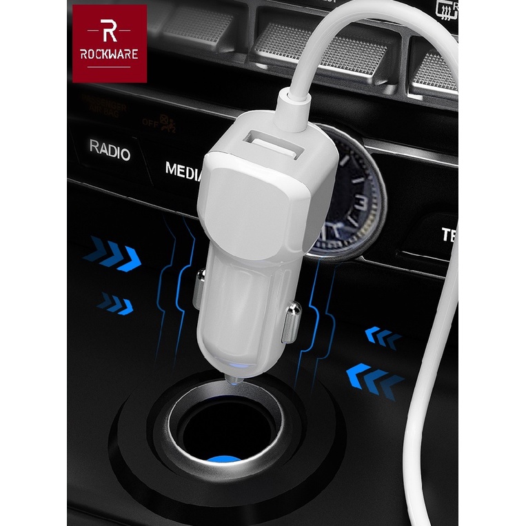 ROCKWARE WLX-A9S PLUS - Charger Mobil 40W 8 USB - Support PD dan QC