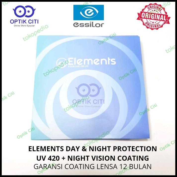 Lensa Kacamata Minus Essilor Elements Night Vision Uv 420 Original