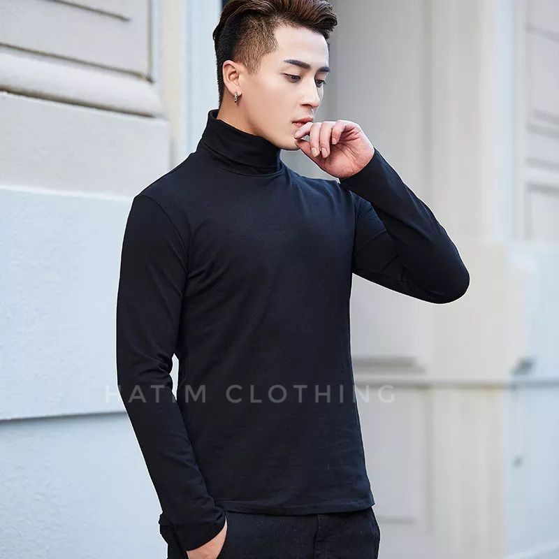 Baju Pria Turtleneck Distro Kaos Korea Turtle Neck Polos Kerah Tinggi Pria Wanita Korean Style
