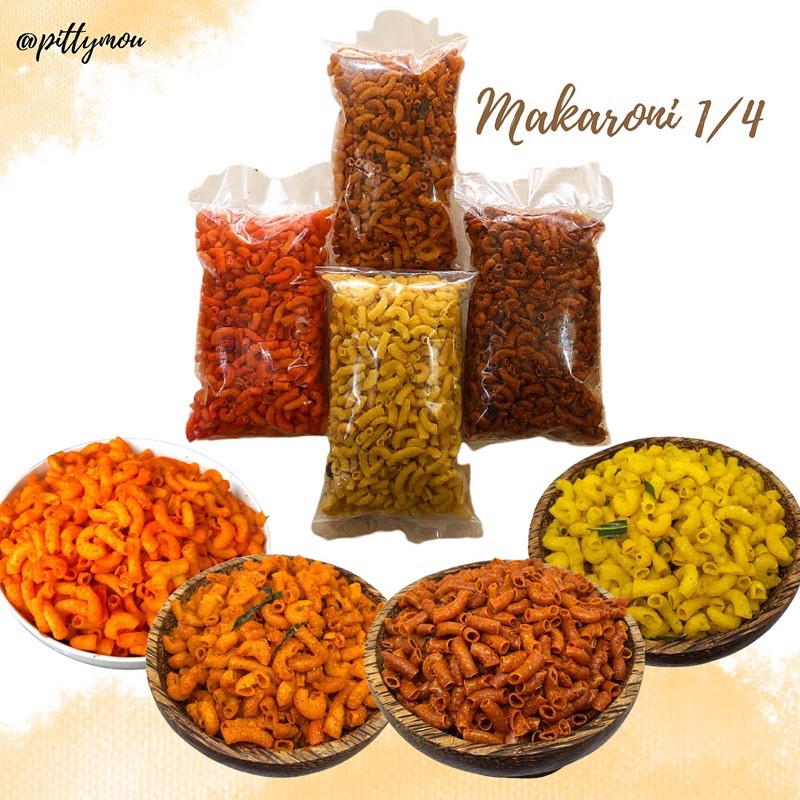 

Makaroni 1/4 (Pedas Jeruk, Balado, Original, Pedas Minyak)