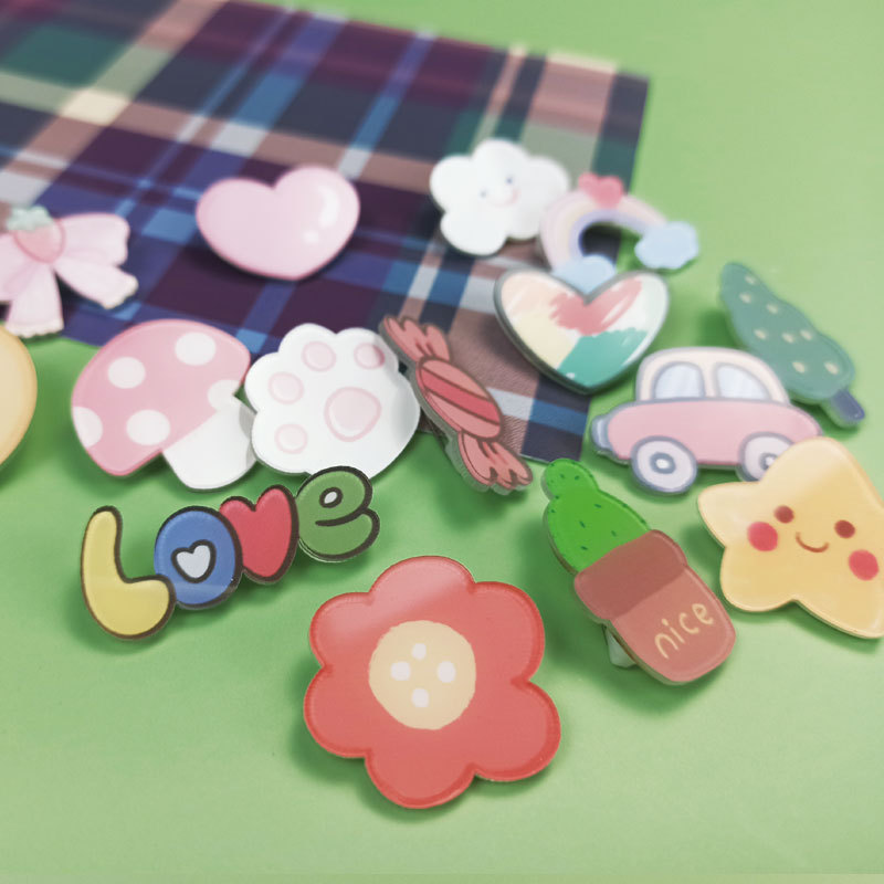 We Flower Korean Cute Cartoon Smile Face Love Heart Rainbow Brooch Acrylic Badge Pin