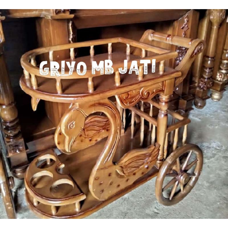 kereta dorong jati/trolly kayu jati/meja kopi meja teh kereta jepara