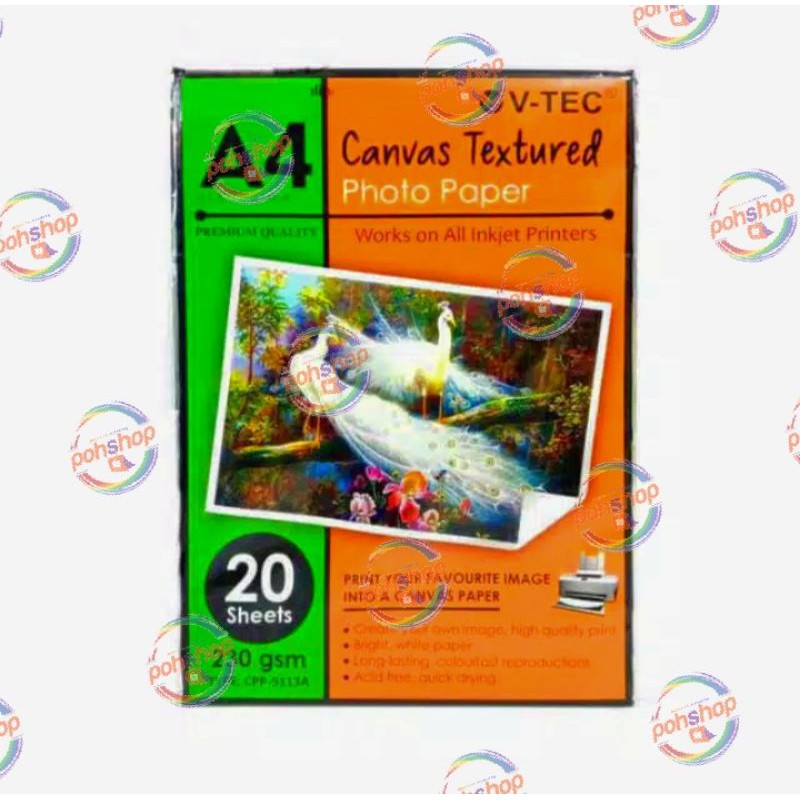 

V-Tec Canvas Textured Photo Paper A4/230gsm 20's