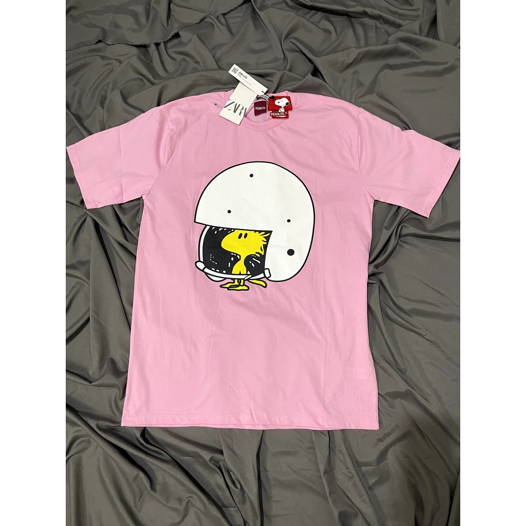 Zara Peanuts Pink Original Kaos Pria dan Wanita Pakaian Murah Terbaru