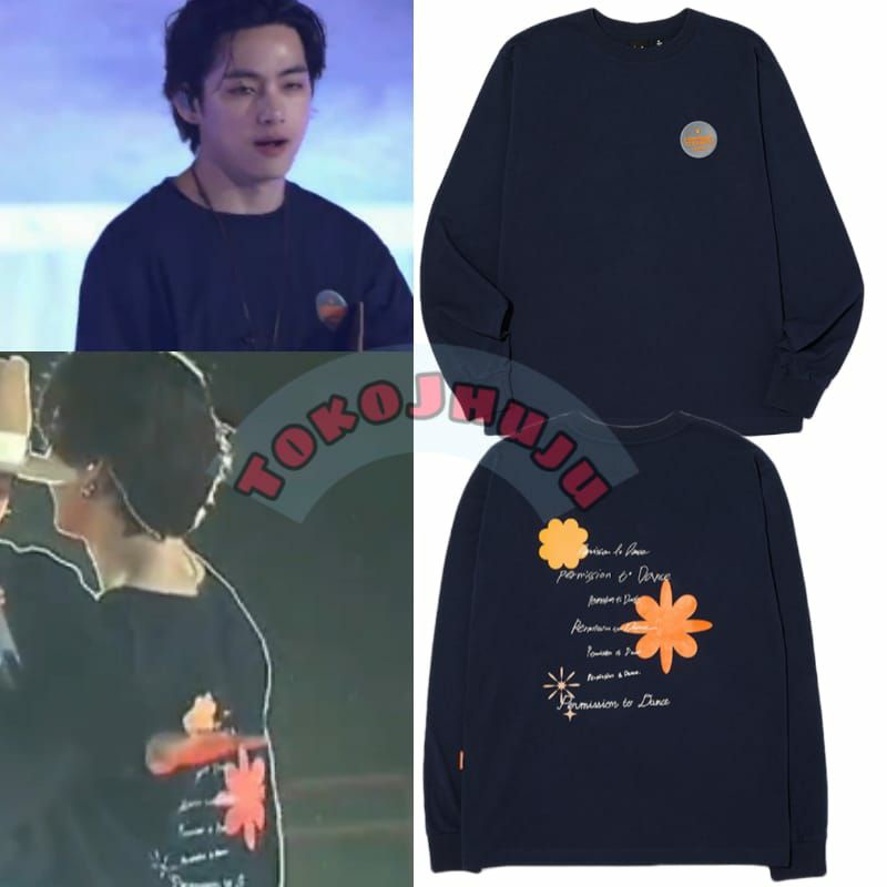 Basic Sweater BTS Jimin Taehyung style PERMISSION TO DANCE LOGO SILVER + TULISAN SAMBUNG belakang