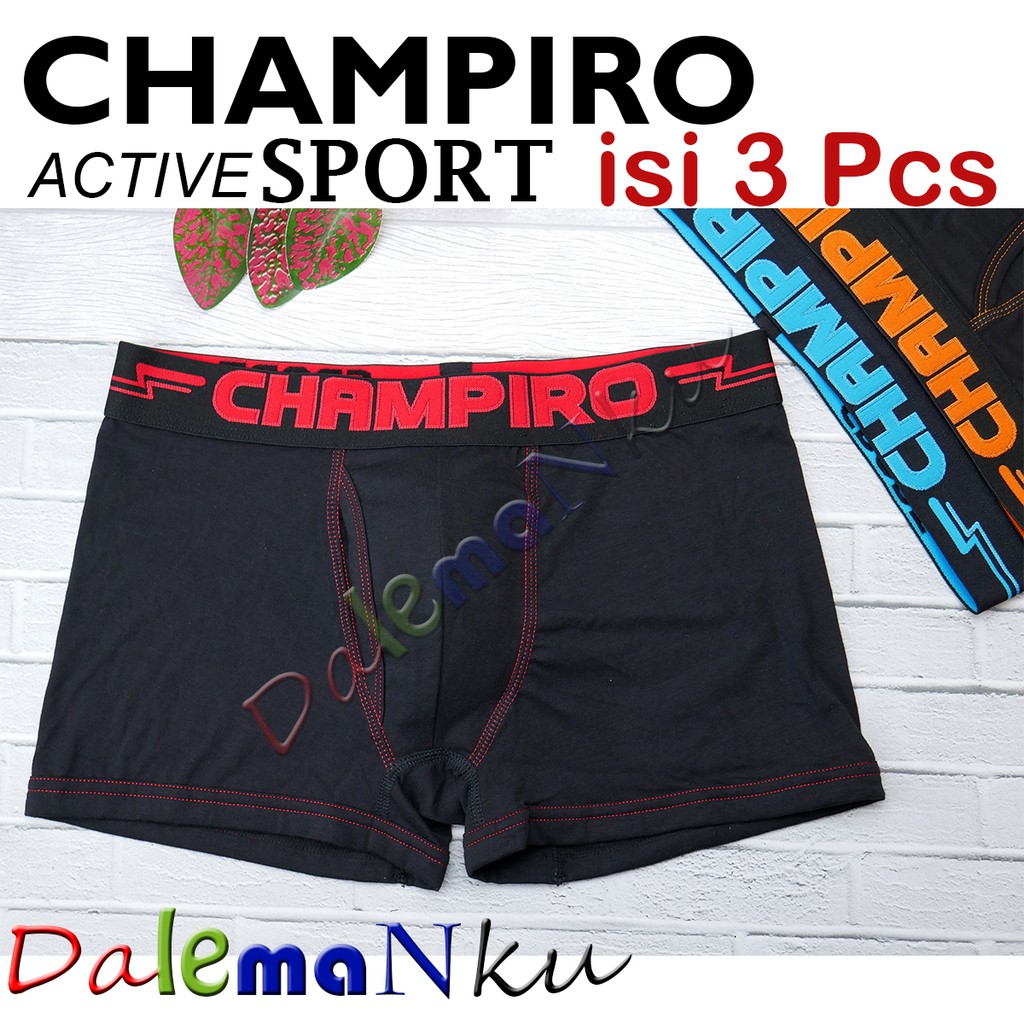 3 Helai Champiro Active Sport Black Boxer