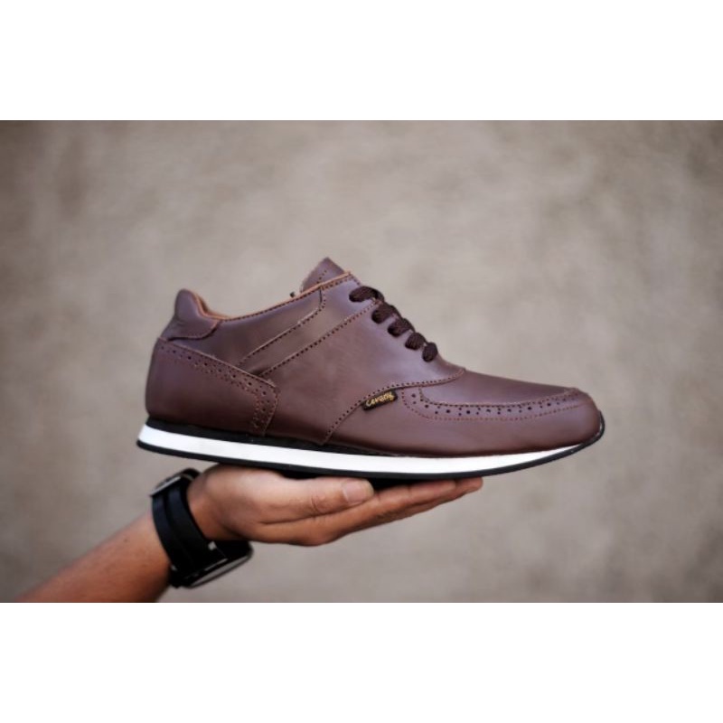 EZRA BROWN -Sepatu Casual Kasual Sneakers Pria Kulit Asli/Cowok Sporty Lokal Ori Original Footwear