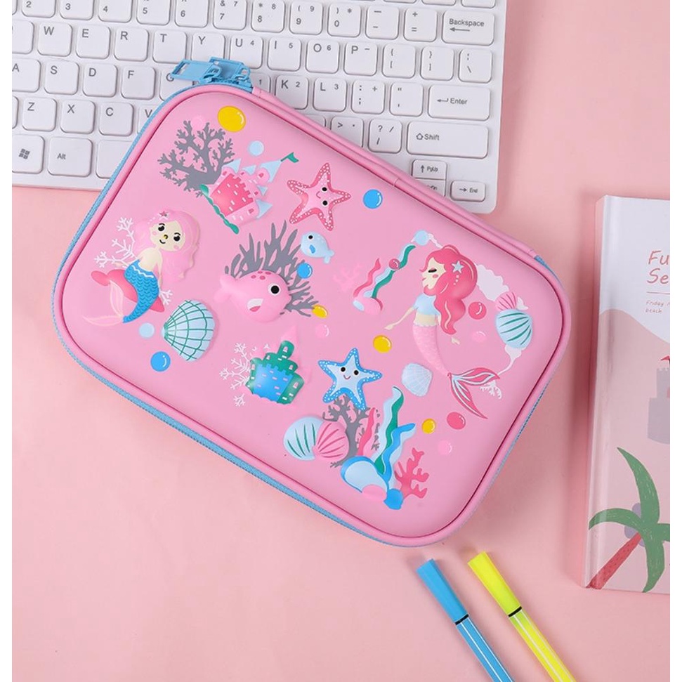 Kotak Pensil Tempat Pensil Unicorn Mermaid 3D TIMBUL 6D hardtop unicorn timbul kado ultah anak perempuan keren