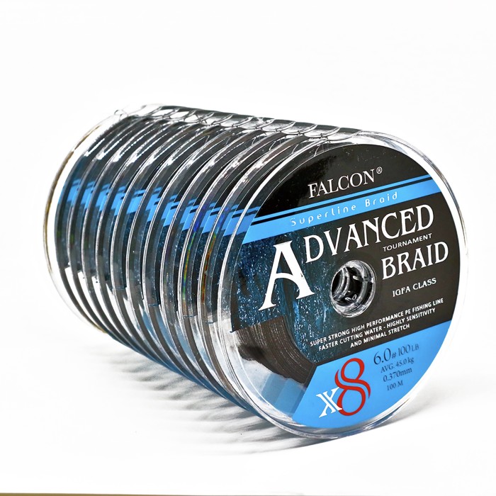 Senar Tali Benang PE X8 FALCON ADVANCED BRAIDED PE SOLID BLACK - PE 0.6