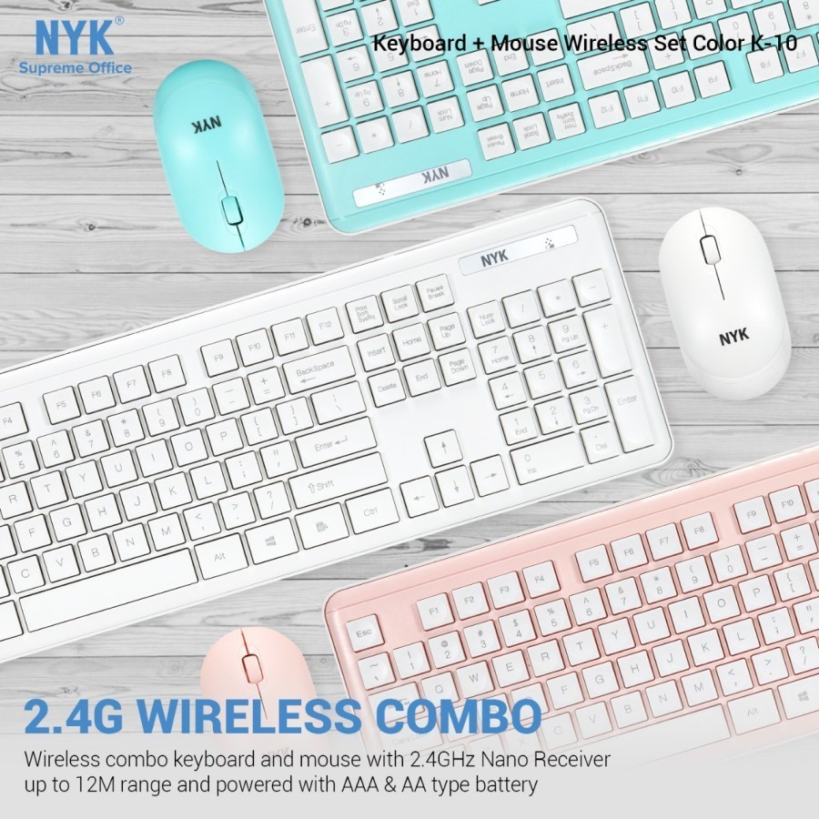 NYK Keyboard Mouse Combo WIreless K10 Silent Combo 2.4Ghz