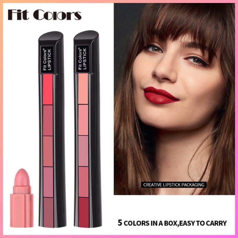 Medan Termurah (Packaging 5 warna) by Fit Colors Matte Lipstick 5in1  Creative lipstick