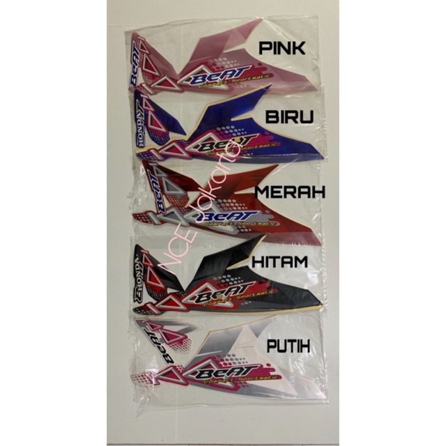 Stiker striping Honda Beat Carbu 2011 Merah, Biru, Hitam dan Putih