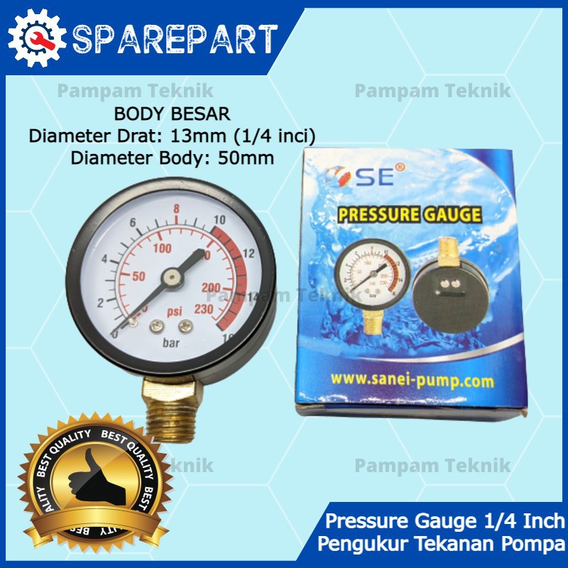 Jual Pressure Gauge Amper San Ei Inch Drat Samping Alat Ukur Tekanan Air Pengukur