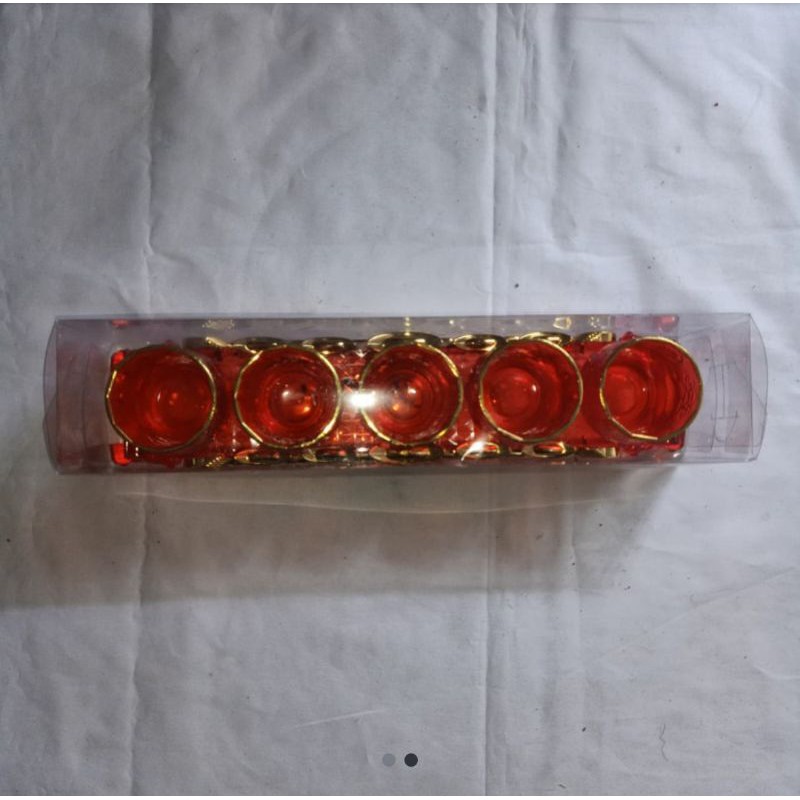 CUCI GUDANG Cangkir Teh Seloki Sembahyang ada Dudukan Mewah 1 Set 5 Pcs (Te Cu Kong) (Di Zhu Gong) (