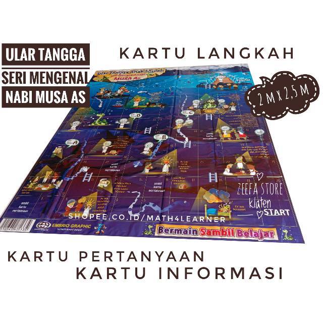 [2 m x 2,5 m] Ular Tangga Anak Sholeh Seri Mengenal Nabi Musa As Ukuran M Karpet Jumbo Raksasa