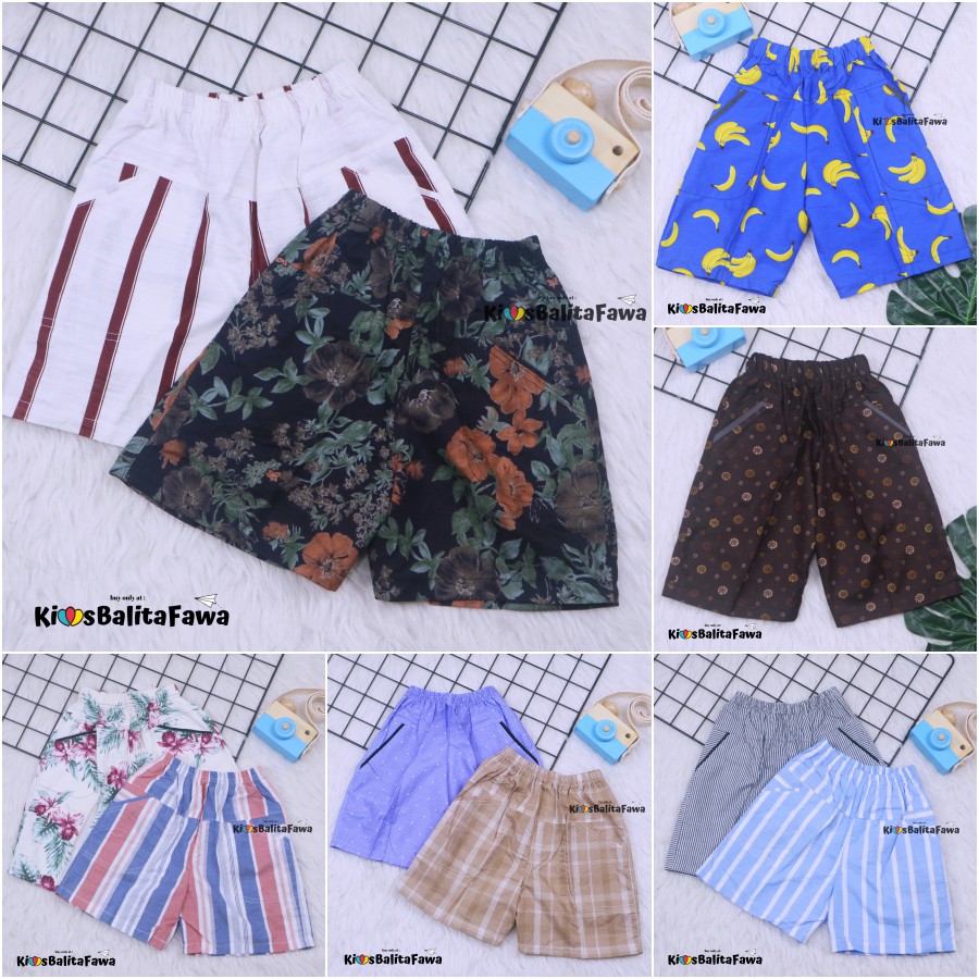 Celana Hawai Kode Z Uk. 2-3 Tahun / Celana Harian Pendek Anak Laki Pants Saku Rumahan Olahraga