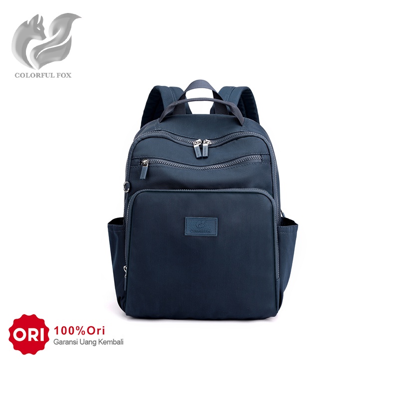 COLORFUL FOX 0423 Tas Ransel Wanita Backpack Wanita Remaja Tas Anti Air WATCHKITE BAEOS-Navy Blue