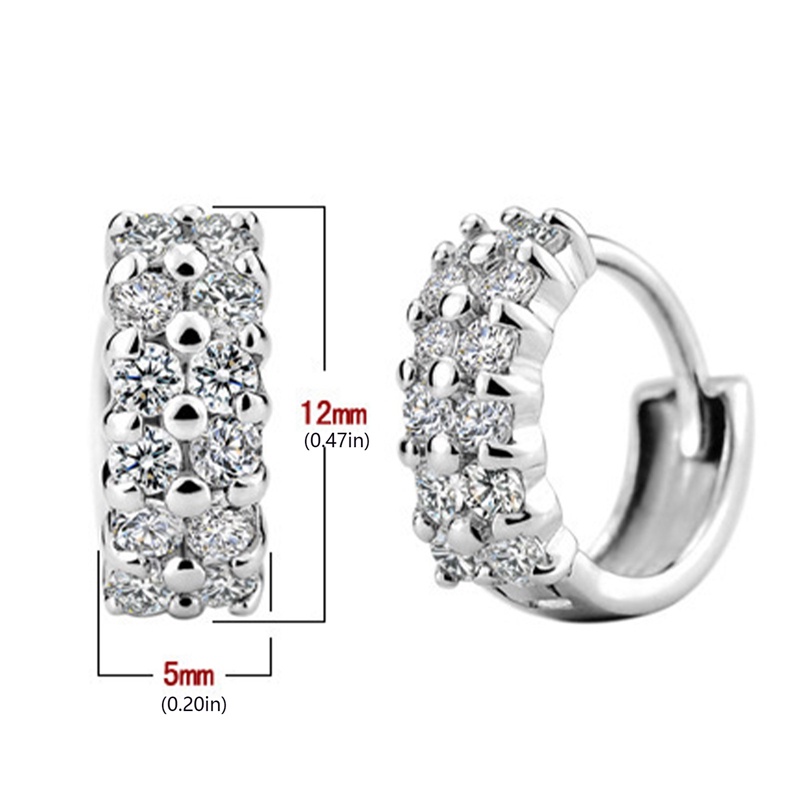 Anting Buckle Kristal Berlian Zirkon Baris Ganda Untuk Wanita