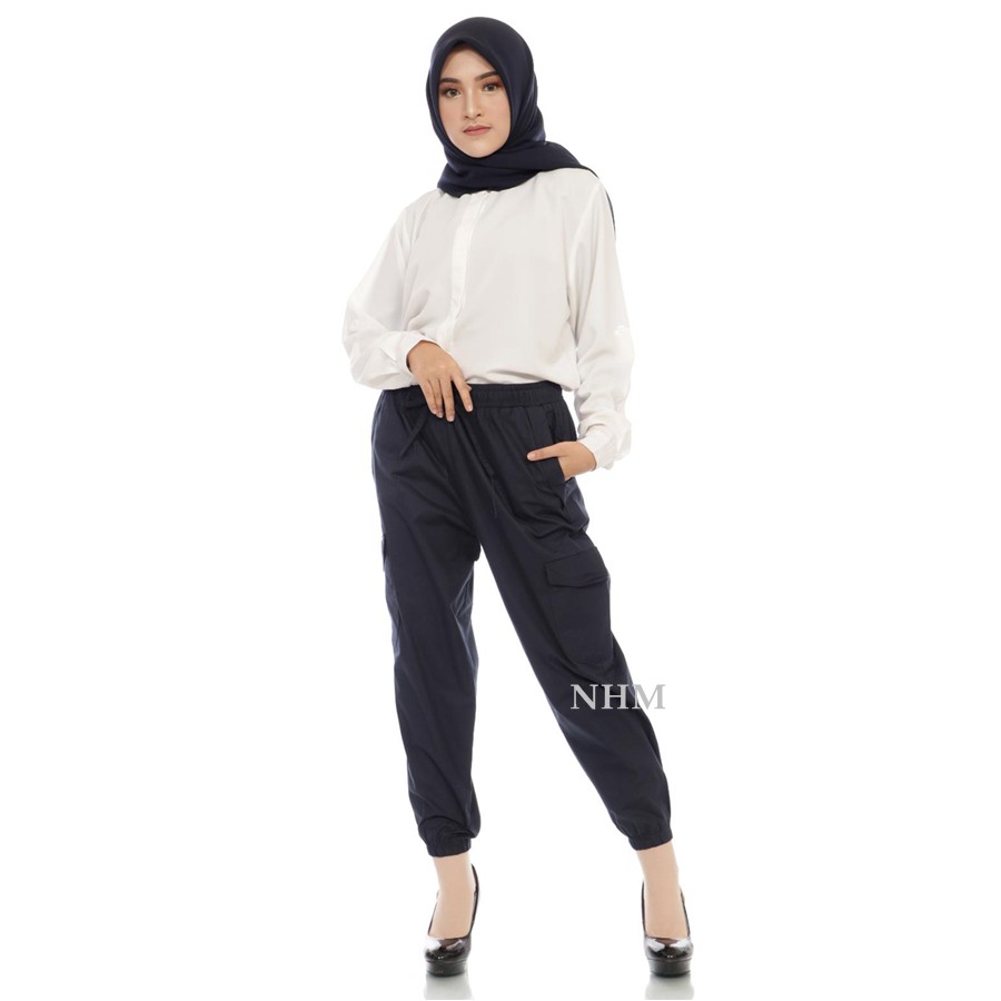 NHM Celana Cargo Jumbo Stretch, Cargo Joger Boyfriend Pants