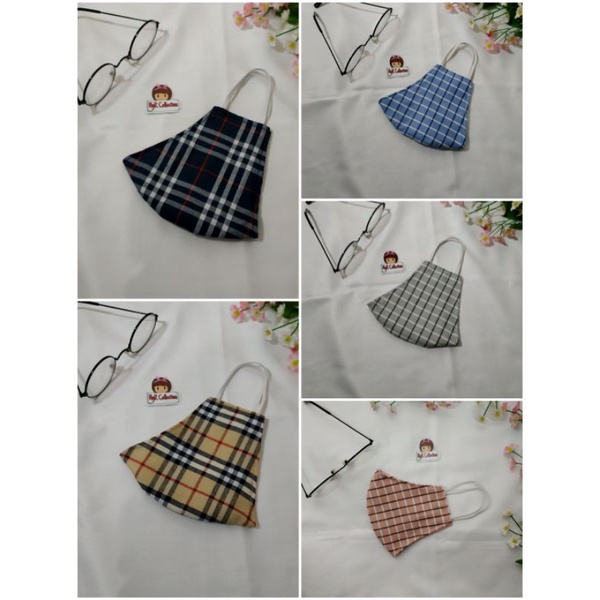 Masker Kain Katun Motif Kotak 2ply Dewasa