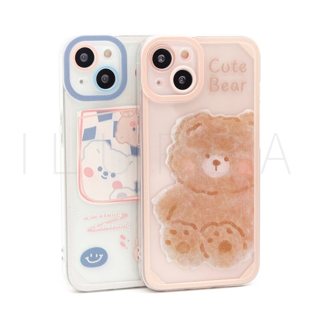 Cute Cartoon Bear Full Lens Cover Soft Case For iPhone 7 8 SE 7+ 8+ X XR XS 11 12 13 Mini Pro Max