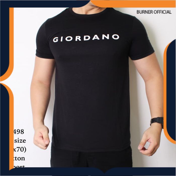 Baju kaos olahraga GIORDANO POLOS casual hitam pria / baju kaos distro pria