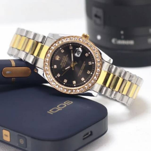 Jam Tangan Wanita Elegan Exclusive ROLEX Premium Watch Kombinasi Gold